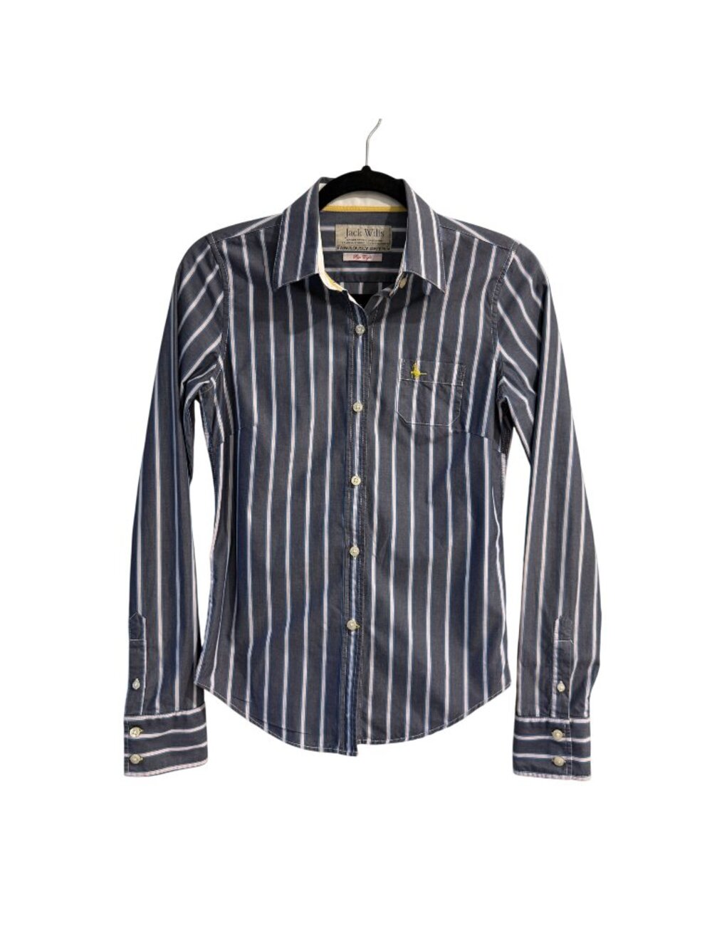 Jack Wills Fabulously British Striped Button-Up Shirt Size 8 Blue & White Cotton
